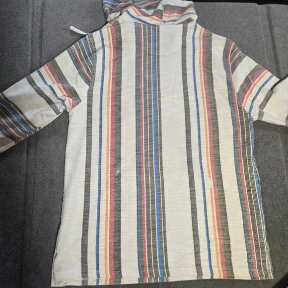 Free Planet striped baja hoodie "drug rug" Mexican-style pullover XL Multicolor - Picture 9 of 10